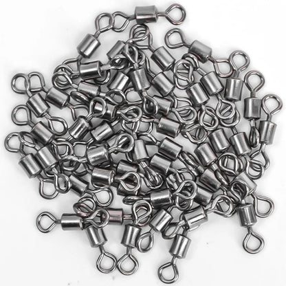 50/100Pcs Stainless Steel Fishing Connector Corrosion Resistance Barrel Bearing Rolling Swivel Solid Ring Connector Accessories Daniel’s Outdoor Company