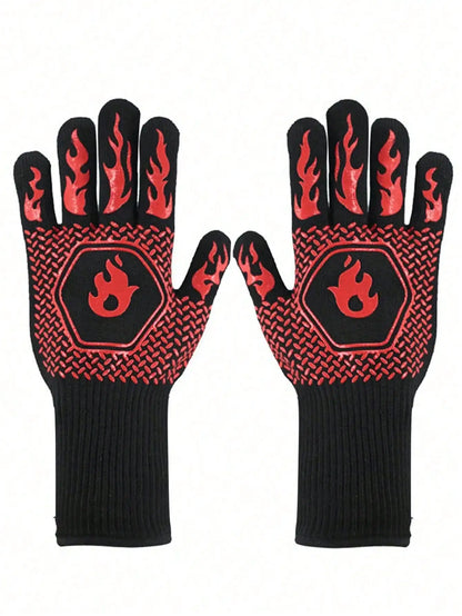 2PCS 500 Heat-insulating Resistant BBQ Gloves Fireplace Grilling Gloves Anti-scald Oven Glove for Ktichen Baking Grill Microwave Daniel’s Outdoor Company