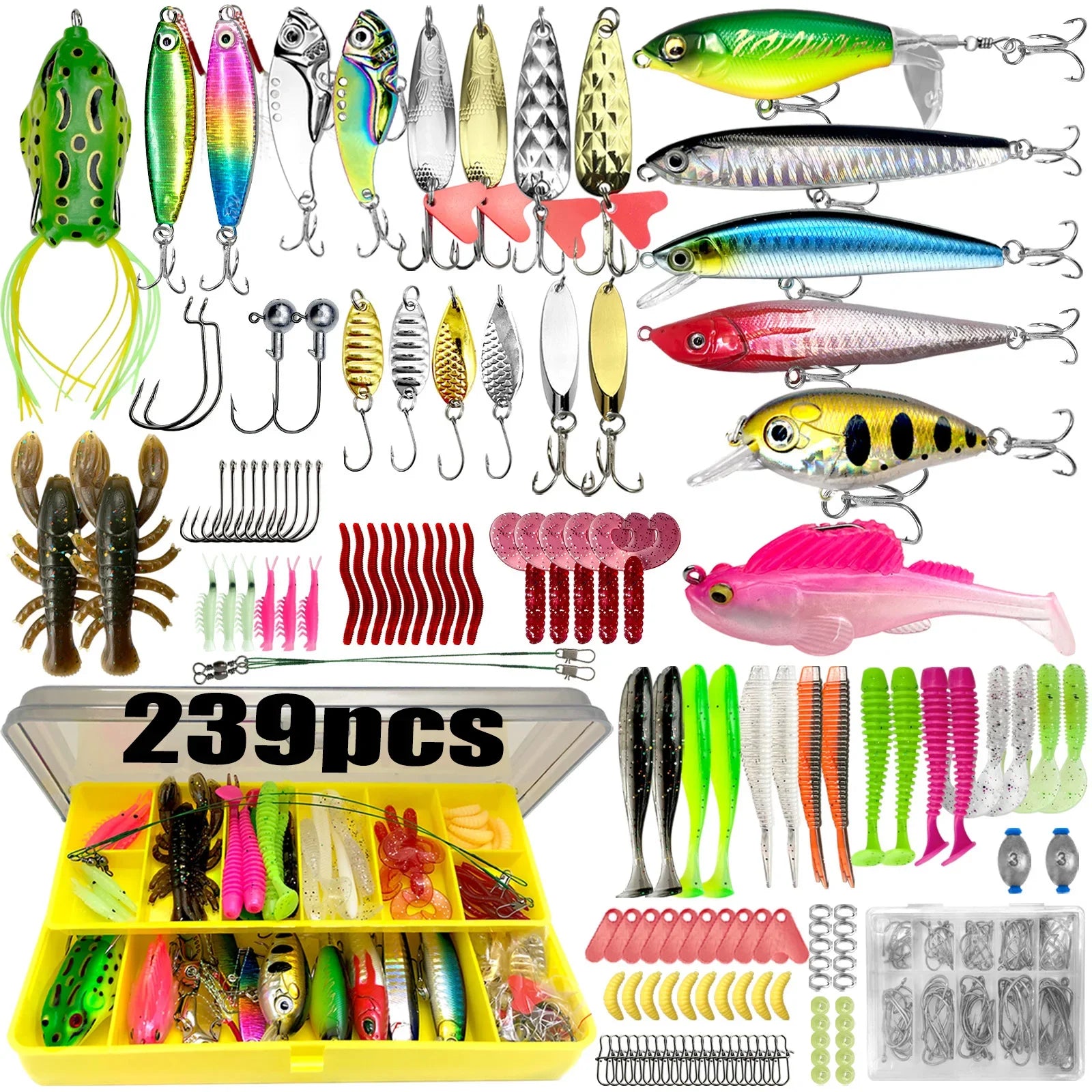Fishing 83/133/193/239/409pcs Fishing Lure Kit For Trout/Pike/Bass Multi-Lure Fishing Set Layered Tackle Pro Gear Tackle Box Daniel’s Outdoor Company