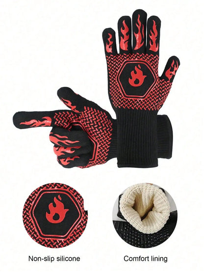 2PCS 500 Heat-insulating Resistant BBQ Gloves Fireplace Grilling Gloves Anti-scald Oven Glove for Ktichen Baking Grill Microwave Daniel’s Outdoor Company