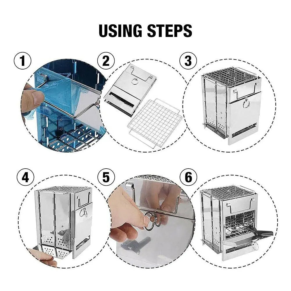 Camping Wood Burning Stove Portable Folding Camp Stove Collapsible Stove Campfire Stove for Outdoor Cooking Picnic Hiking BBQ Daniel’s Outdoor Company