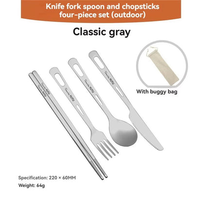 Pure Titanium Tableware Set Household Frosted Knife and Fork Spoon Chopsticks Travel Camping Portable Knife Fork Set Daniel’s Outdoor Company