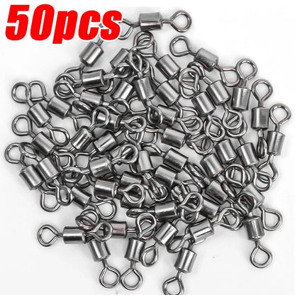 50/100Pcs Stainless Steel Fishing Connector Corrosion Resistance Barrel Bearing Rolling Swivel Solid Ring Connector Accessories Daniel’s Outdoor Company