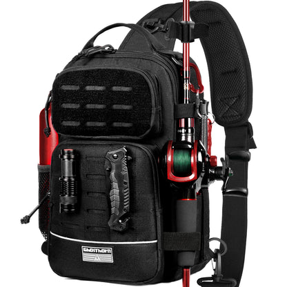 Fishing Backpack Tackle Sling Bag -Lightweight Sling Tackle Storage Bag- Fishing Backpack with Rod Holder gifts Daniel’s Outdoor Company