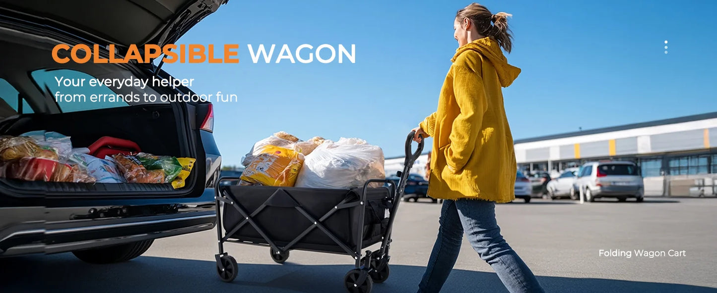 Heavy Duty Wagon Carts Foldable, Portable Wagons for Groceries, Beach Cart with All-Terrain Wheels  Drink Holders, Utility Wagon Daniel’s Outdoor Company
