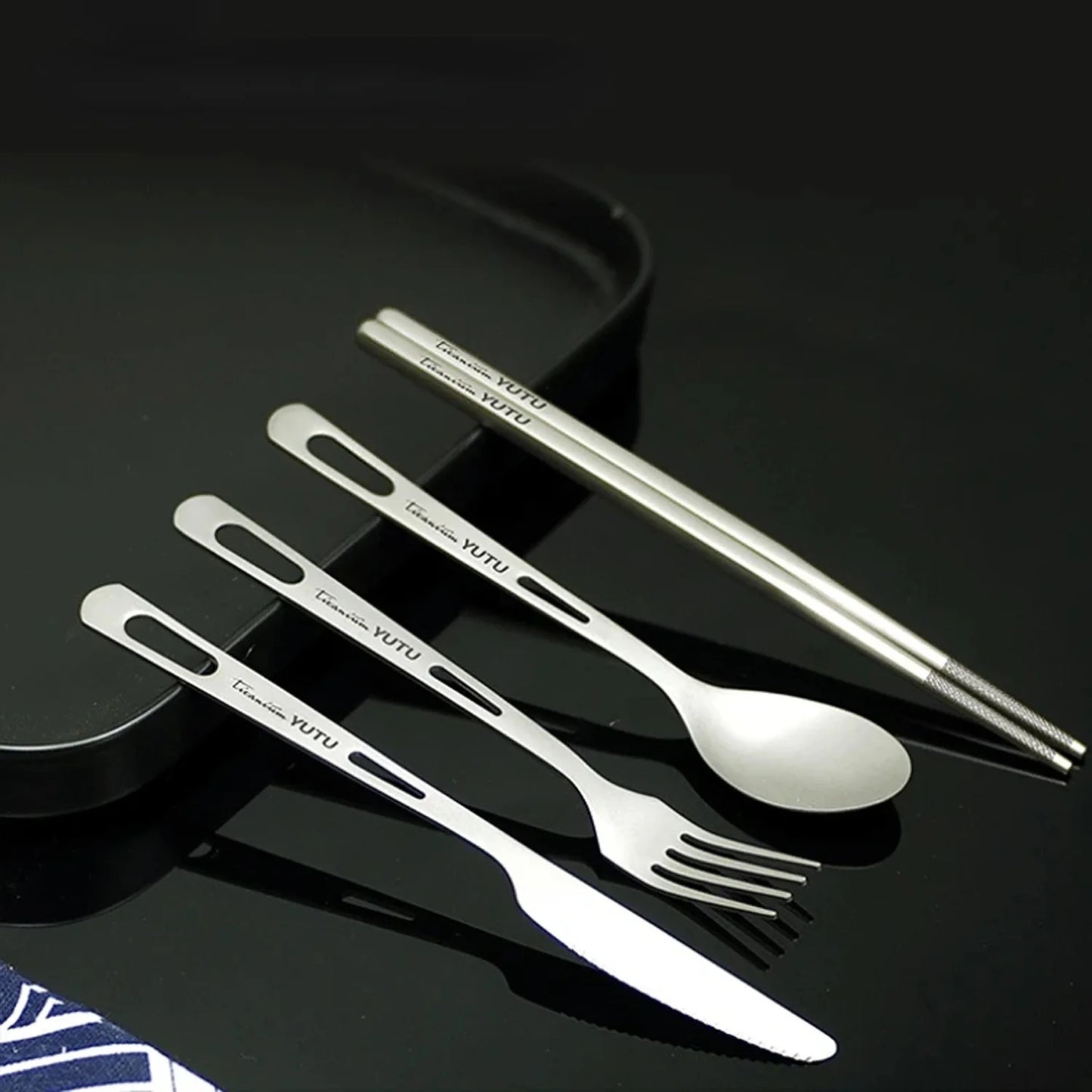 Pure Titanium Tableware Set Household Frosted Knife and Fork Spoon Chopsticks Travel Camping Portable Knife Fork Set Daniel’s Outdoor Company