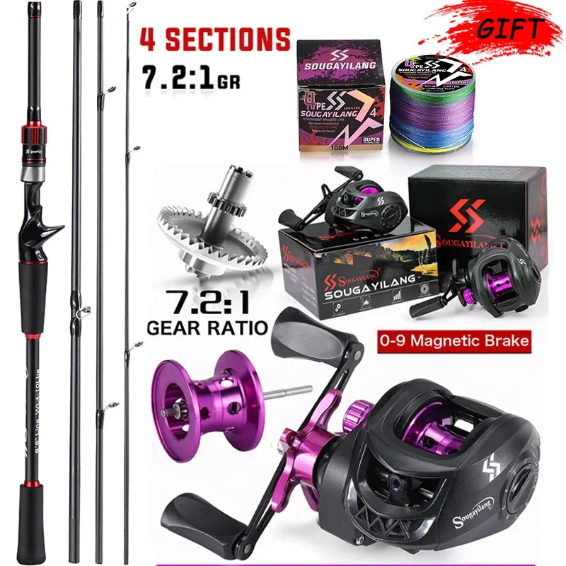 Sougayilang 1.8~2.1m Carbon Fiber Casting Rod and 7.2:1 Gear Ratio Baitcasting Reel Fishing Rod Reel Set Max Drag 10kg for Bass Daniel’s Outdoor Company