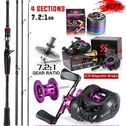 Sougayilang 1.8~2.1m Carbon Fiber Casting Rod and 7.2:1 Gear Ratio Baitcasting Reel Fishing Rod Reel Set Max Drag 10kg for Bass Daniel’s Outdoor Company