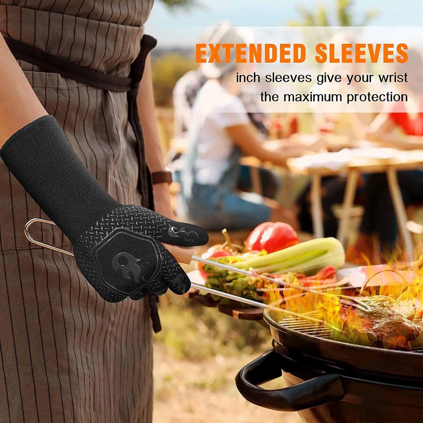 BBQ Grill Gloves High Temp Resistance Fireproof Glove for Grilling Smoking Barbecue - Washable Long Oven Mitts Extreme Hot Proof Daniel’s Outdoor Company