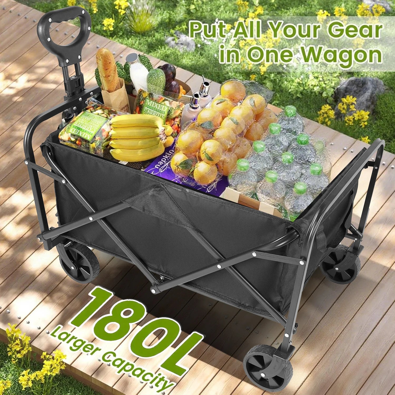 Heavy Duty Wagon Carts Foldable, Portable Wagons for Groceries, Beach Cart with All-Terrain Wheels  Drink Holders, Utility Wagon Daniel’s Outdoor Company