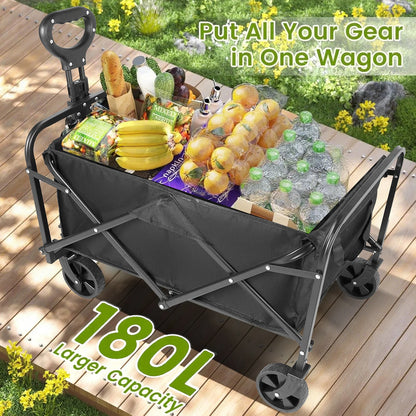 Heavy Duty Wagon Carts Foldable, Portable Wagons for Groceries, Beach Cart with All-Terrain Wheels  Drink Holders, Utility Wagon Daniel’s Outdoor Company