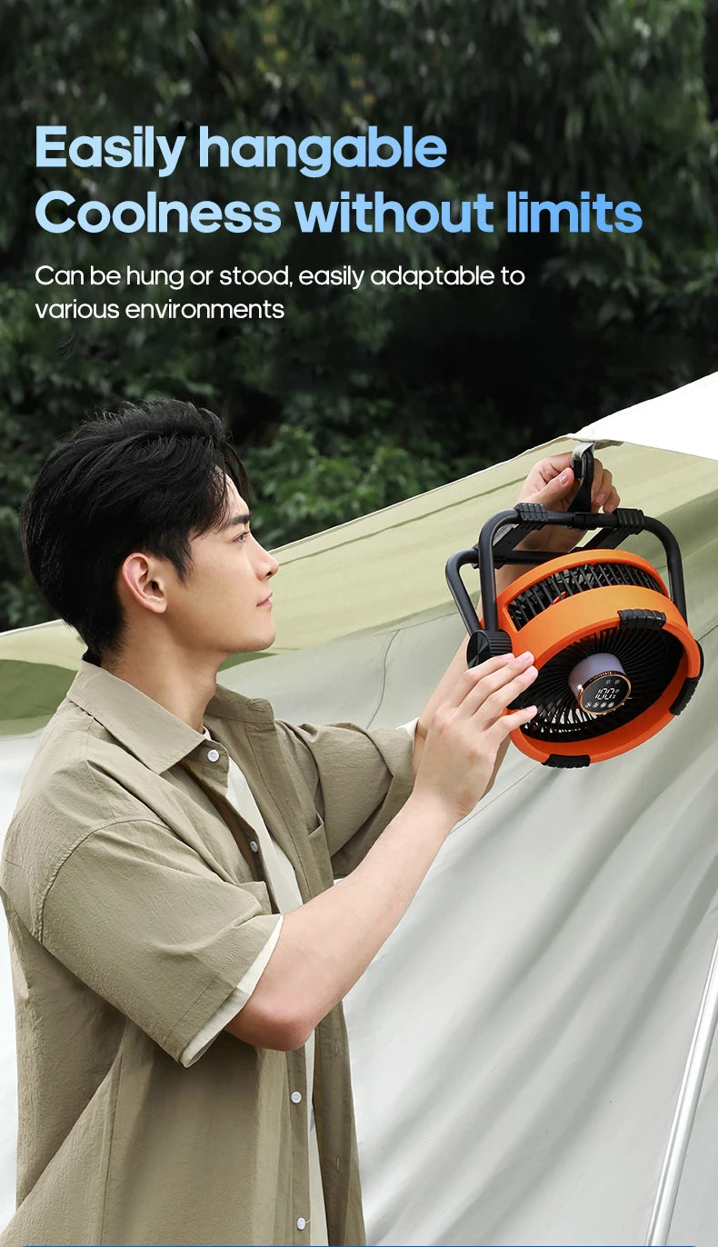 Portable 6 in 1 Outdoor Camping Fan 20000mAh Rechargeable Wireless Tent Ceiling Fan 4 Speed Adjustment LED Lighting Power Bank Daniel’s Outdoor Company
