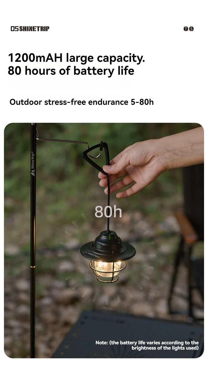 Shine Trip Outdoor Retro Smalldroplight, Campsite Lamp, Atmosphere Lamp, USB Charging Tent Light, LED Camping Hangling Lamp Daniel’s Outdoor Company
