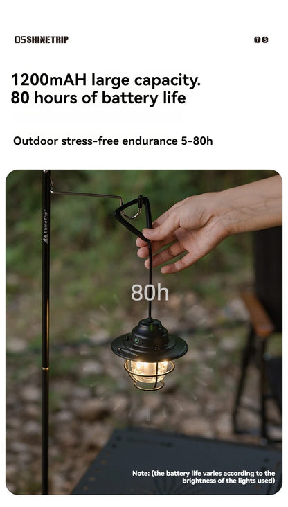 Shine Trip Outdoor Retro Smalldroplight, Campsite Lamp, Atmosphere Lamp, USB Charging Tent Light, LED Camping Hangling Lamp Daniel’s Outdoor Company