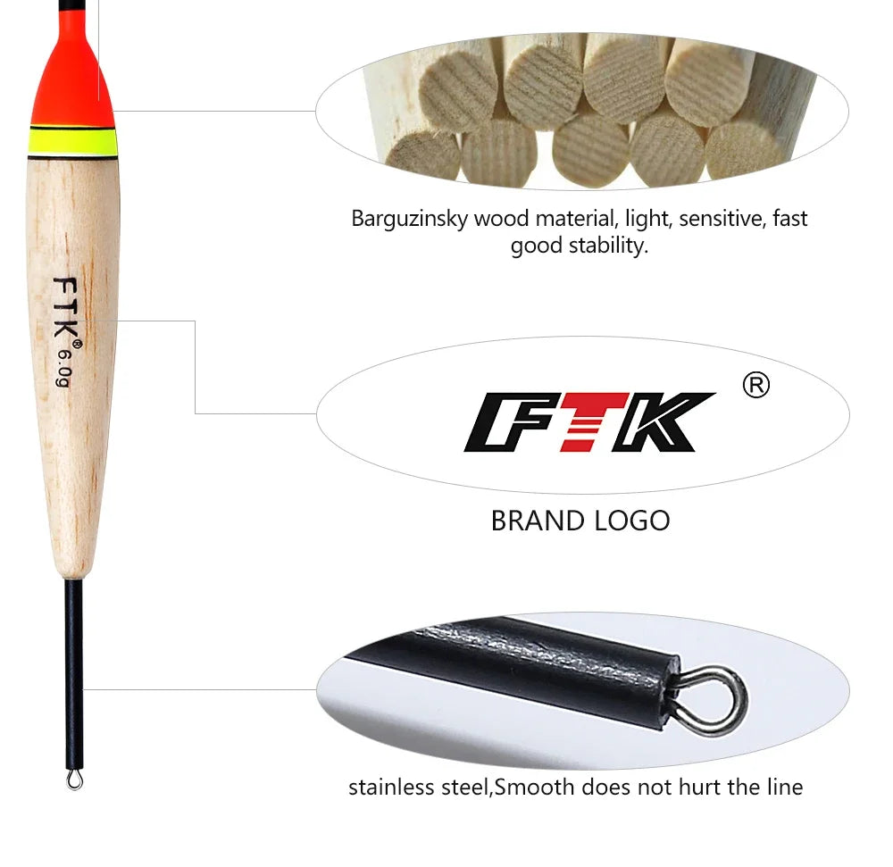 FTK 2g-6g Fishing Float Set 19-23cm 5pcs/pack Barguzinsky Professional Vertical Buoy Accessories Fishing Float Pesca Daniel’s Outdoor Company