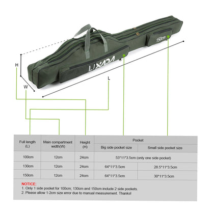 Lixada 100/130/150cm Fishing Bag Portable Folding Fishing Rod Reel Bag Fishing Tackle Carry Case Carrier Bag backpack fishing Daniel’s Outdoor Company
