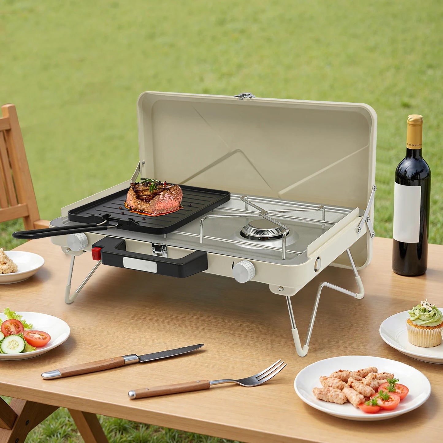 Camping Stove, 2-Burner Camping Stove, Portable Camping Stove for Outdoor Camping, Picnics, Hiking, Caravans, Motorhomes Daniel’s Outdoor Company