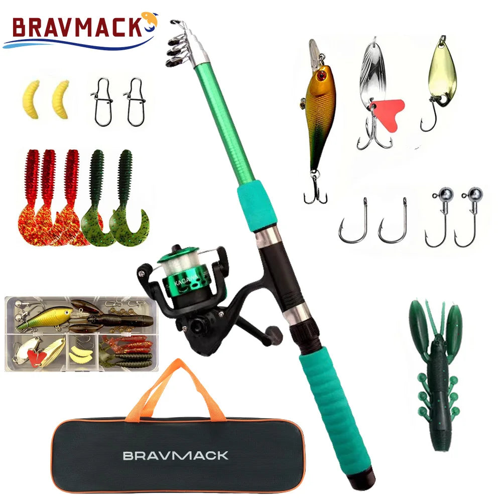 Fishing Pole Set Full Kits With Telescopic Fishing Rod And Spinning Reel Baits Hooks Travel Pole Set Daniel’s Outdoor Company