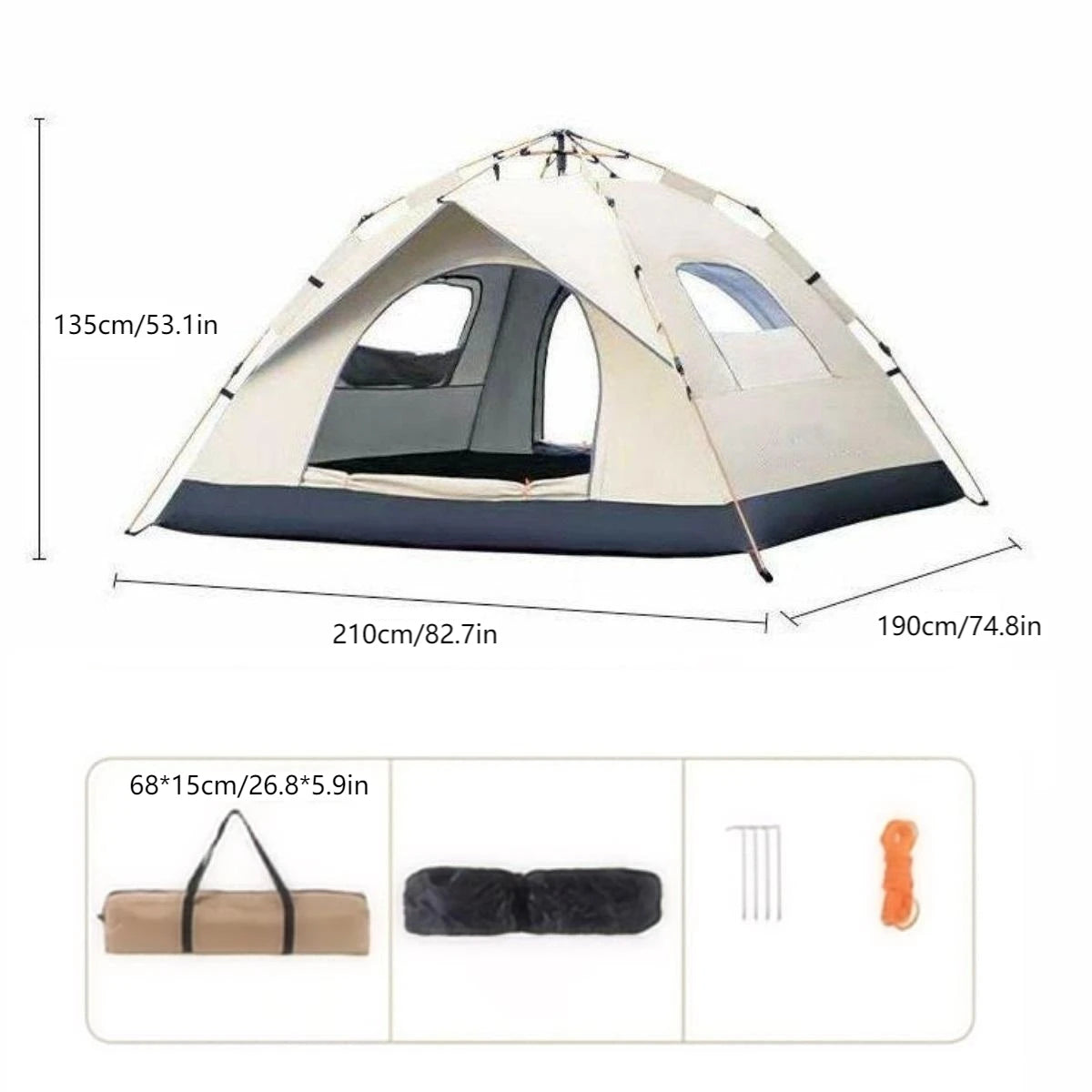 Outdoor shelter Sunshade Self-driving Travel Camping Tent Reactive outdoor Camping tent Two doors and two windows Daniel’s Outdoor Company