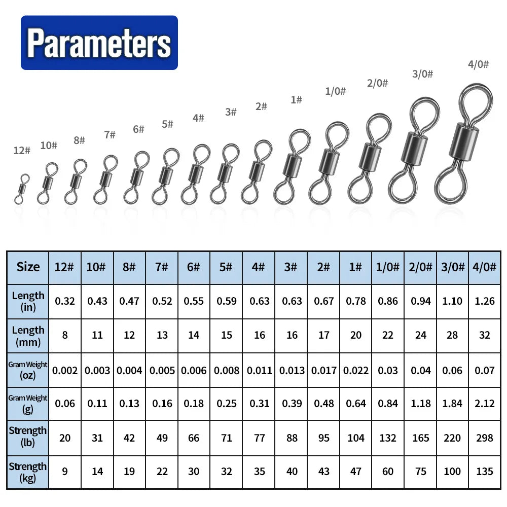 50Pcs Bearing Swivel Fishing Connector Stainless Steel Carp Snap Fishhook Lure Solid Ring Swivel Tackle Fishing Accessories Daniel’s Outdoor Company