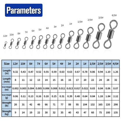 50Pcs Bearing Swivel Fishing Connector Stainless Steel Carp Snap Fishhook Lure Solid Ring Swivel Tackle Fishing Accessories Daniel’s Outdoor Company