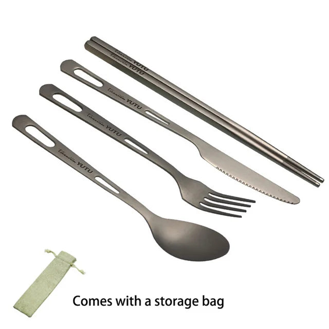 Pure Titanium Tableware Set Household Frosted Knife and Fork Spoon Chopsticks Travel Camping Portable Knife Fork Set Daniel’s Outdoor Company