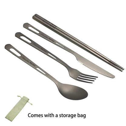 Pure Titanium Tableware Set Household Frosted Knife and Fork Spoon Chopsticks Travel Camping Portable Knife Fork Set Daniel’s Outdoor Company