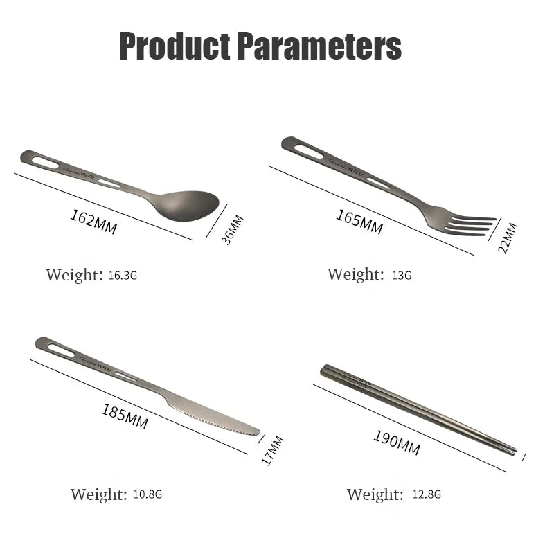 Pure Titanium Tableware Set Household Frosted Knife and Fork Spoon Chopsticks Travel Camping Portable Knife Fork Set Daniel’s Outdoor Company