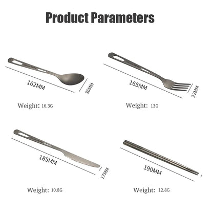 Pure Titanium Tableware Set Household Frosted Knife and Fork Spoon Chopsticks Travel Camping Portable Knife Fork Set Daniel’s Outdoor Company