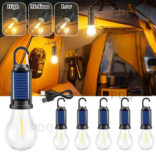Solar Camping Lamp Bulbs Outdoor USB Charging Solar Powerd Hanging Lights Portable Tent Light Waterproof for Camping BBQ Decor Daniel’s Outdoor Company