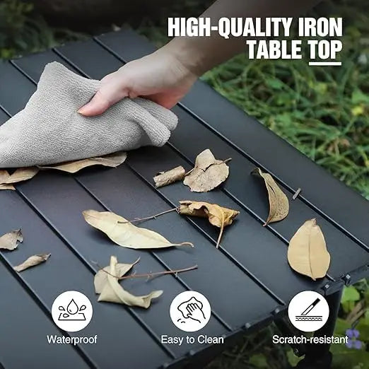 Foldable roll up Camping Table, Lightweight and Portable Compact Metal Camping Table, Suitable for Outdoor barbecues and picnics Daniel’s Outdoor Company