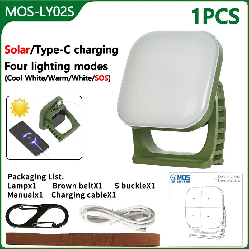 MOSLIGHTING Solar Chargin Tent Strong Light with Magnet Zoom Portable Torch Camping lantern Work Maintenance Lighting 80W LED Daniel’s Outdoor Company