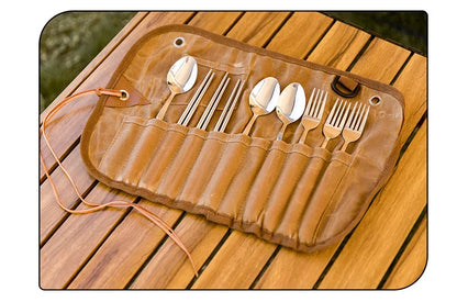 Portable Roll Up Pouch Bag Outdoor Camping Cutlery Storage Bag Cutlery Storage Water Resistant Case For Forks Spoons Chopstick Daniel’s Outdoor Company