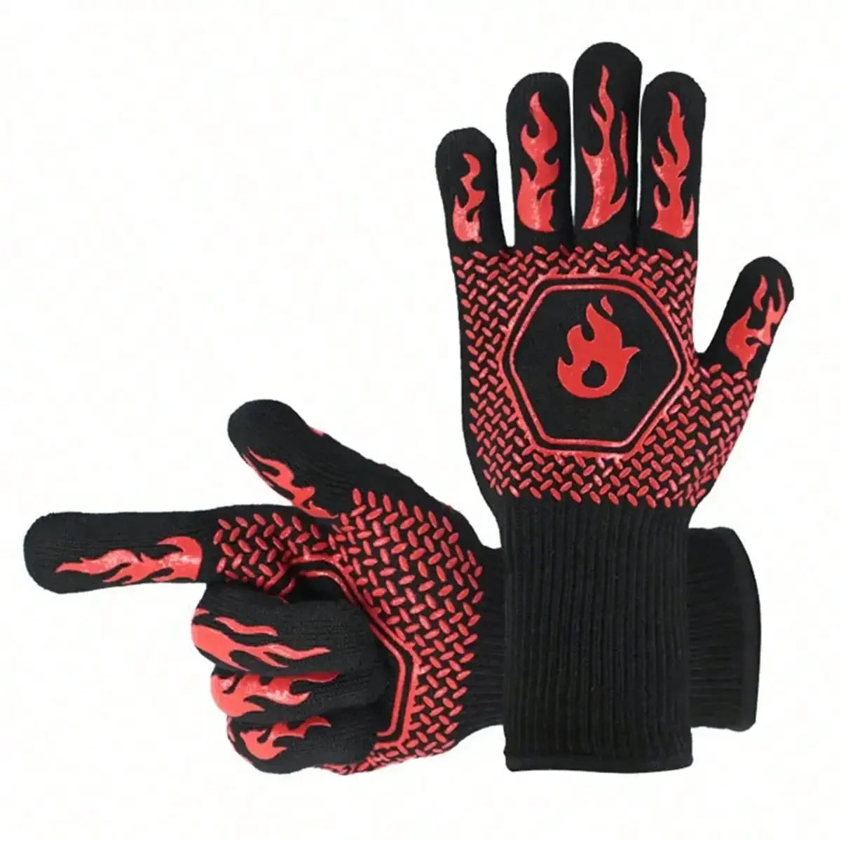2PCS 500 Heat-insulating Resistant BBQ Gloves Fireplace Grilling Gloves Anti-scald Oven Glove for Ktichen Baking Grill Microwave Daniel’s Outdoor Company