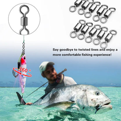 50Pcs Bearing Swivel Fishing Connector Stainless Steel Carp Snap Fishhook Lure Solid Ring Swivel Tackle Fishing Accessories Daniel’s Outdoor Company