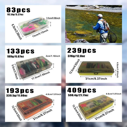 Fishing 83/133/193/239/409pcs Fishing Lure Kit For Trout/Pike/Bass Multi-Lure Fishing Set Layered Tackle Pro Gear Tackle Box Daniel’s Outdoor Company