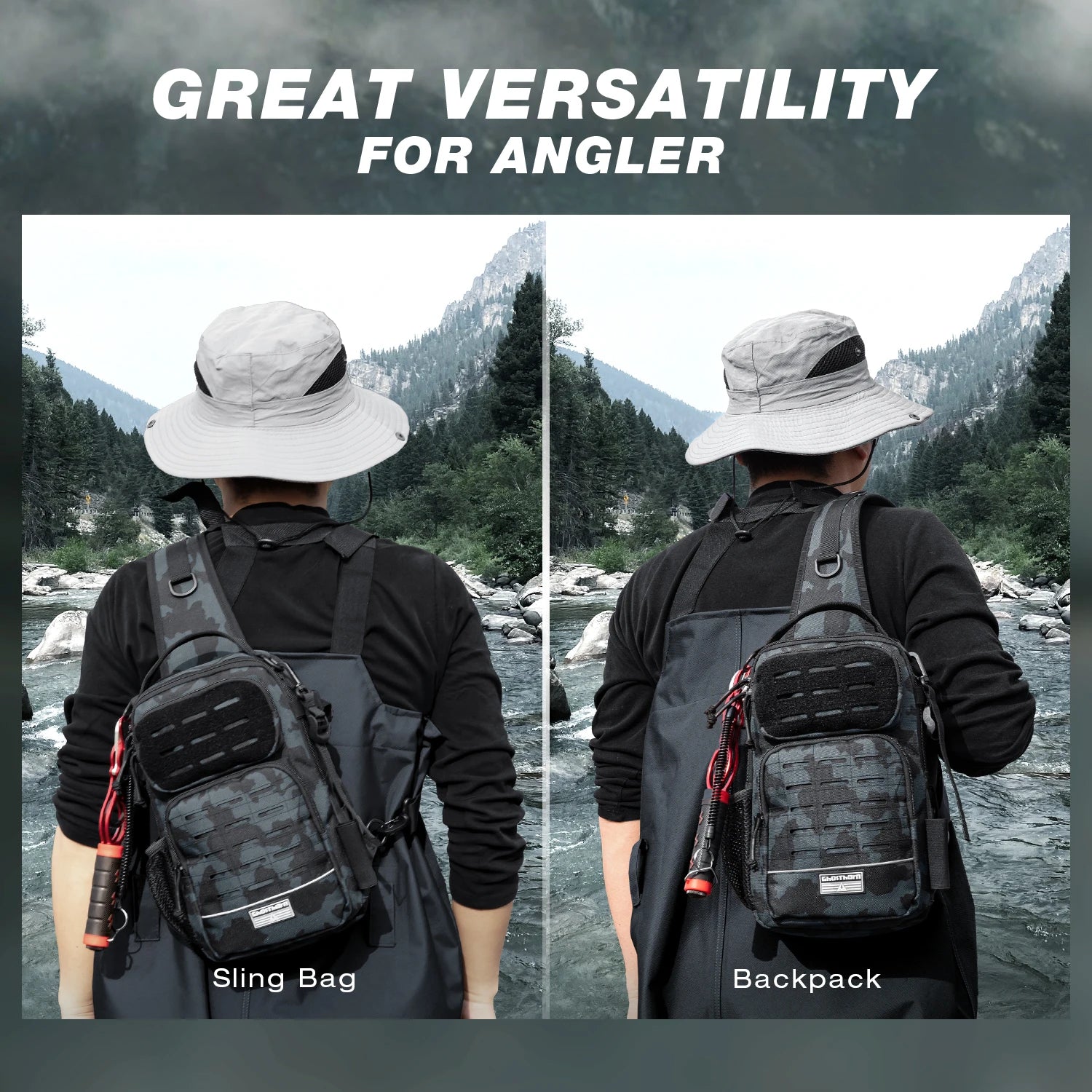 Fishing Backpack Tackle Sling Bag -Lightweight Sling Tackle Storage Bag- Fishing Backpack with Rod Holder gifts Daniel’s Outdoor Company
