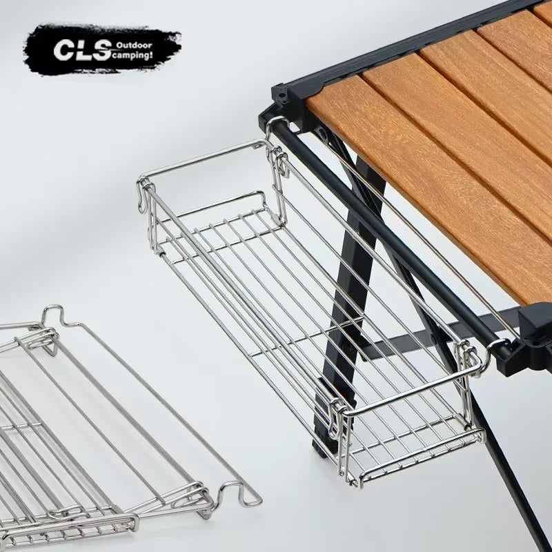 Outdoor Aluminum Table Side Storage Rack Hanging Mesh IGT Table Expansion Bracket Folding Table Extension Basket Folding Rack Daniel’s Outdoor Company