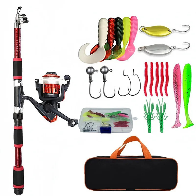 Fishing Pole Set Full Kits With Telescopic Fishing Rod And Spinning Reel Baits Hooks Travel Pole Set Daniel’s Outdoor Company