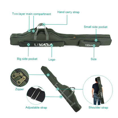 Lixada 100/130/150cm Fishing Bag Portable Folding Fishing Rod Reel Bag Fishing Tackle Carry Case Carrier Bag backpack fishing Daniel’s Outdoor Company