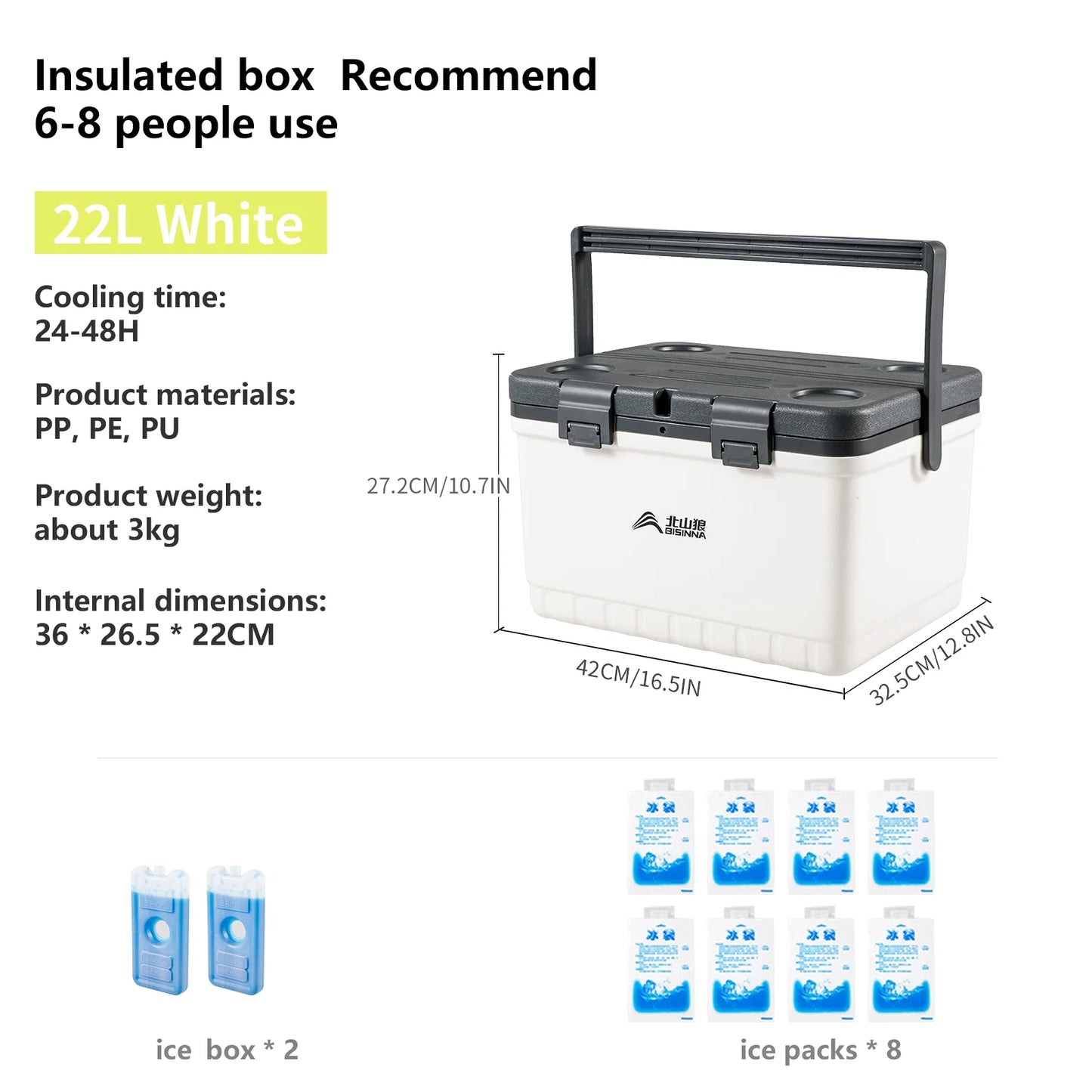 BISINNA Camping Ice Box Large Capacity Car Refrigerator Portable Cooler Box Outdoor Beach Fishing Picnic Barbecue Ice Bucket Daniel’s Outdoor Company