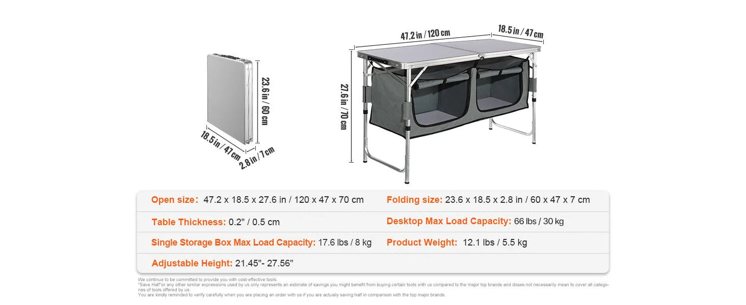 SucceBuy Camping Kitchen Table Quick set-up Folding Camping Table MDF Camping Table for Outdoor Picnics BBQ Camping RV Traveling Daniel’s Outdoor Company