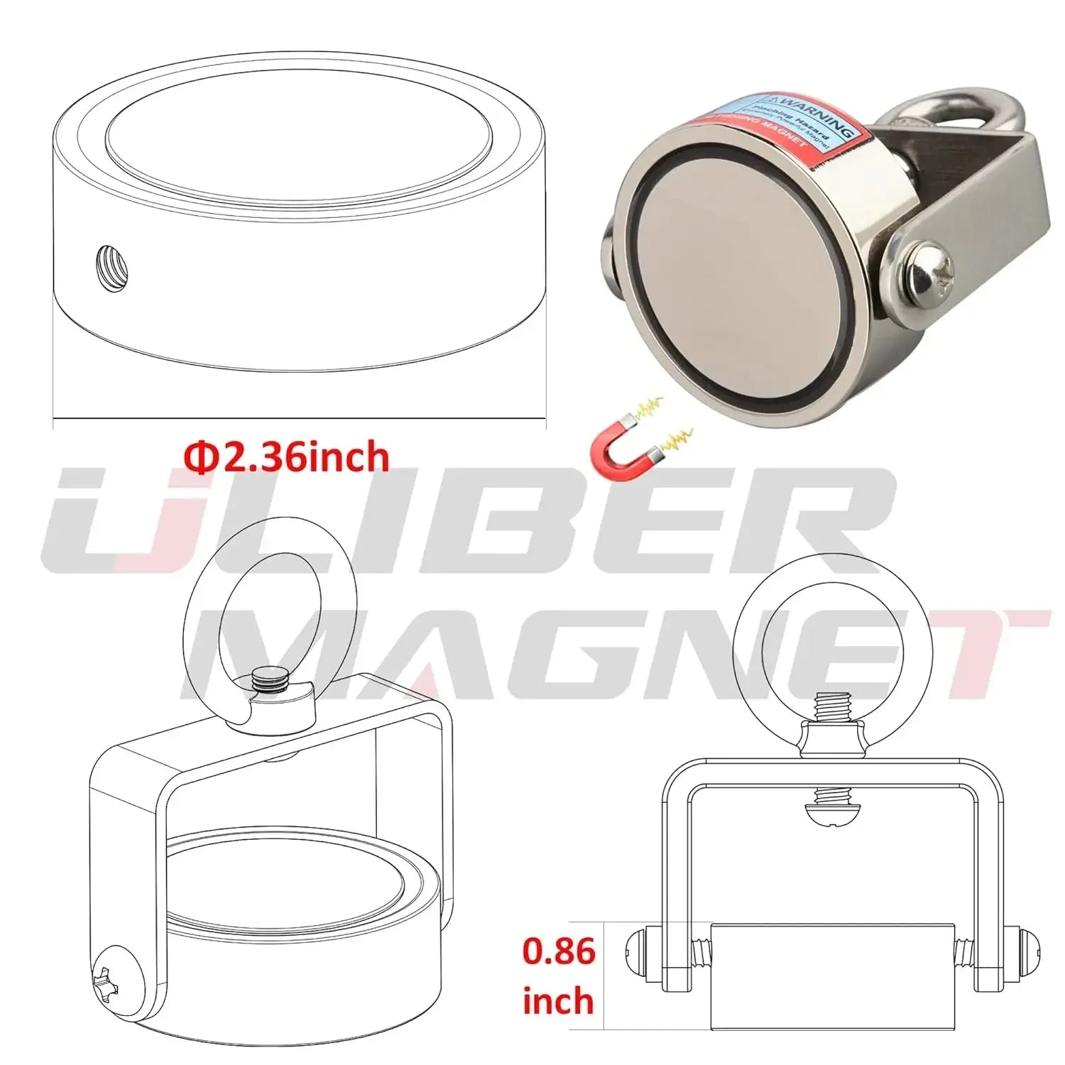 Double Sided 150KG to 500KG Round Neodymium Magnet Hook Salvage Magnet Sea Fishing Equipment Holder - Daniel’s Outdoor Company