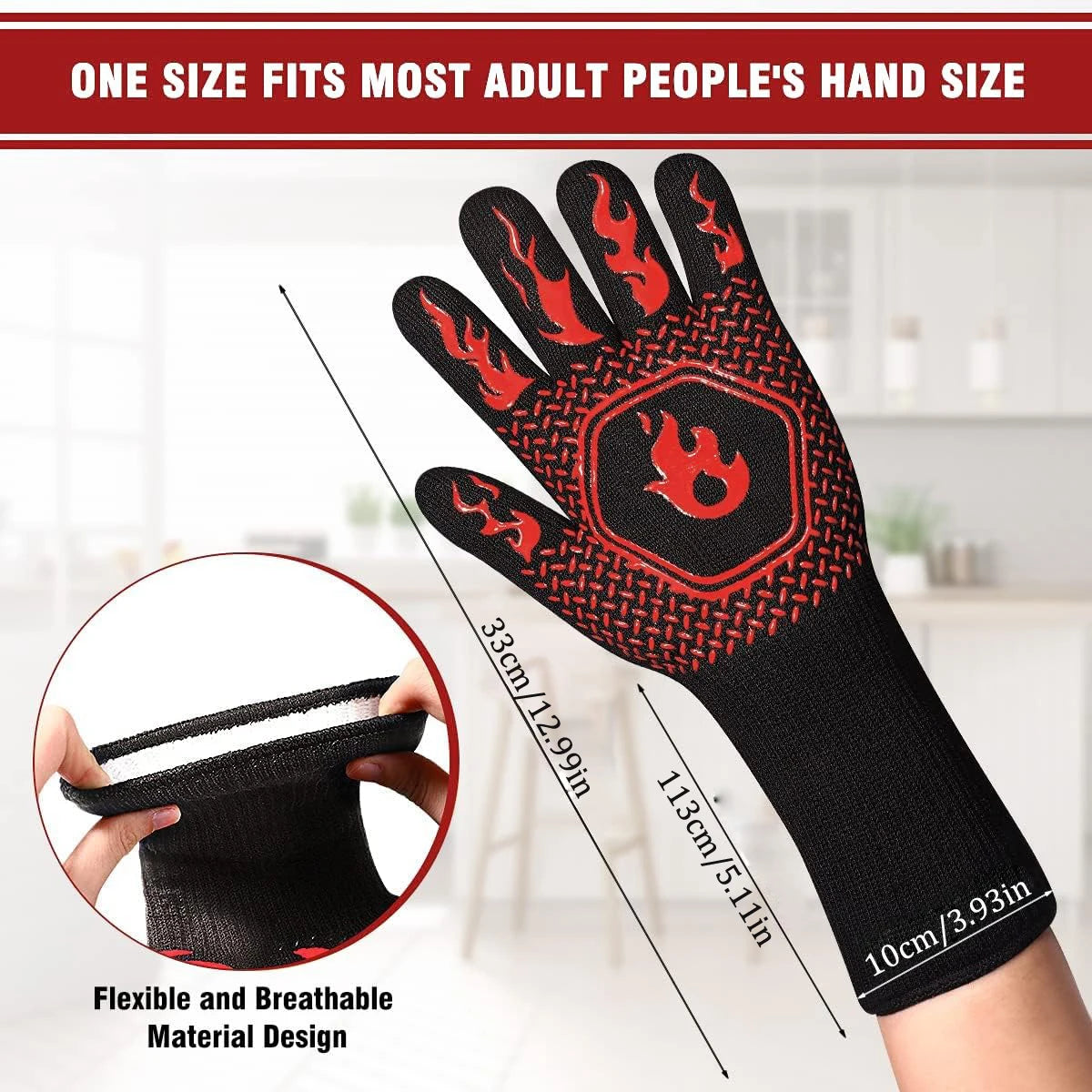 BBQ Grill Gloves High Temp Resistance Fireproof Glove for Grilling Smoking Barbecue - Washable Long Oven Mitts Extreme Hot Proof Daniel’s Outdoor Company