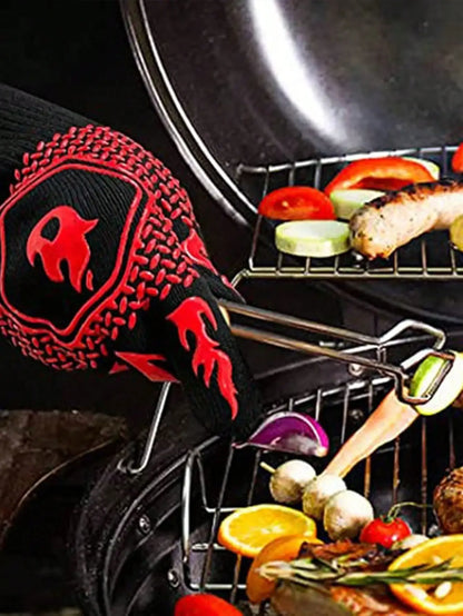 2PCS 500 Heat-insulating Resistant BBQ Gloves Fireplace Grilling Gloves Anti-scald Oven Glove for Ktichen Baking Grill Microwave Daniel’s Outdoor Company