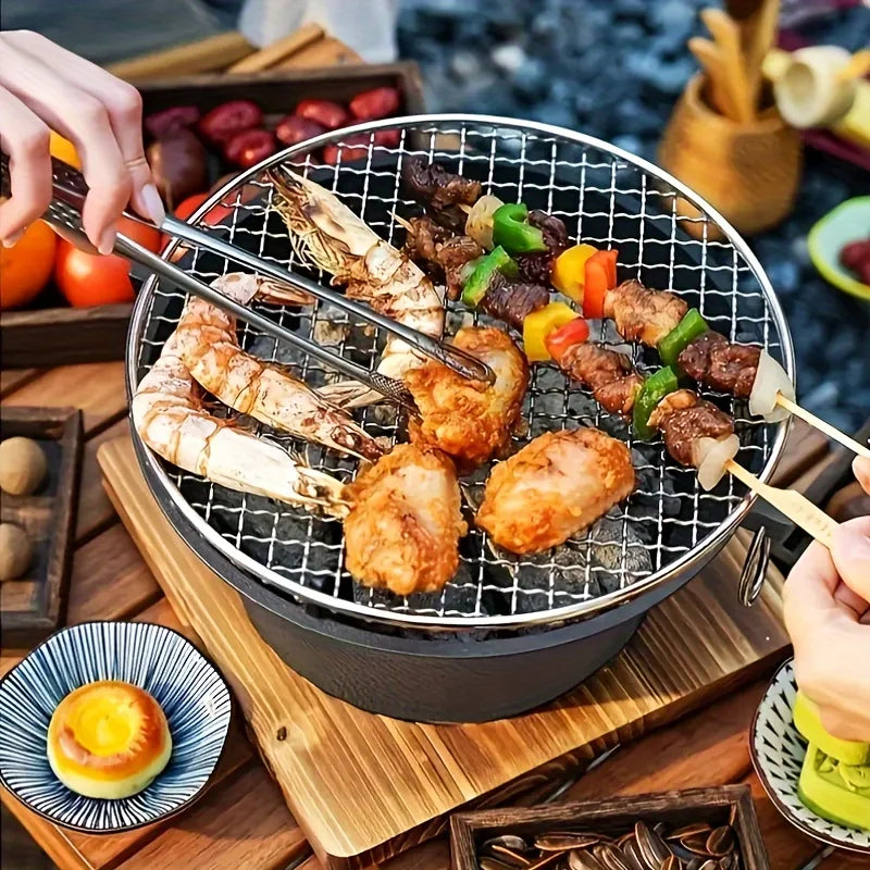 Round barbecue grill, portable camping stove, picnic barbecue party stove, family camping, desktop small charcoal barbecue grill Daniel’s Outdoor Company