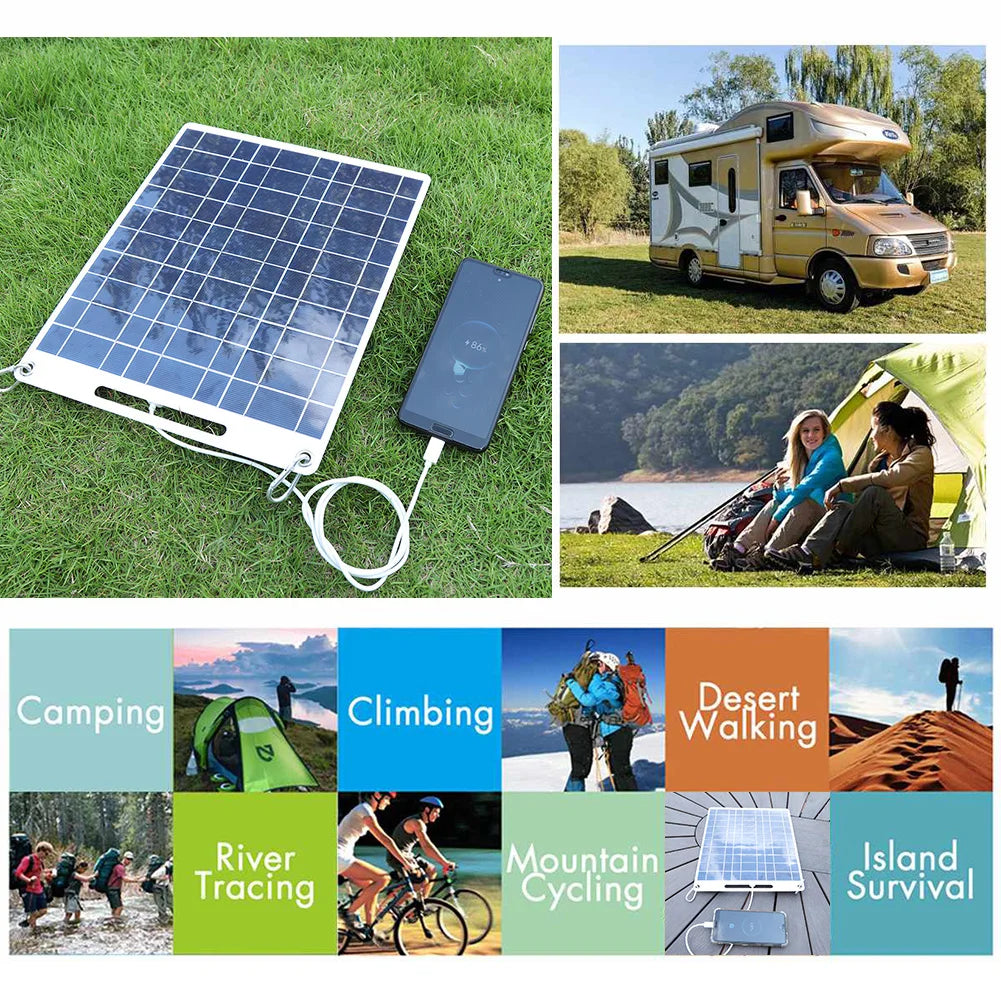 30W Solar Panel Portable 5V Fast-charging Cell Board Outdoor Emergency Charging Battery Camping Hiking Travel Phone Charger Daniel’s Outdoor Company