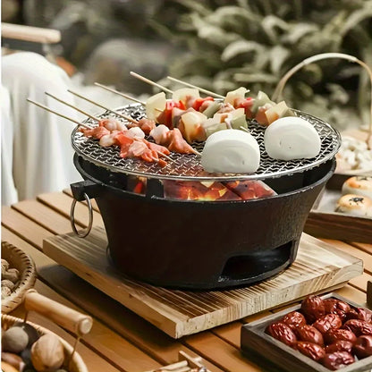 Round barbecue grill, portable camping stove, picnic barbecue party stove, family camping, desktop small charcoal barbecue grill Daniel’s Outdoor Company