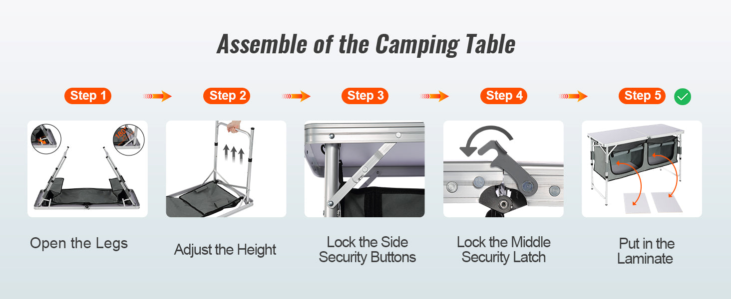 SucceBuy Camping Kitchen Table Quick set-up Folding Camping Table MDF Camping Table for Outdoor Picnics BBQ Camping RV Traveling Daniel’s Outdoor Company