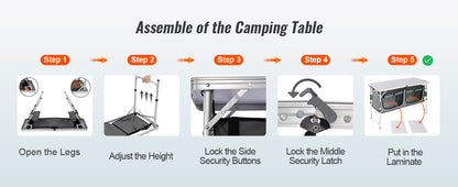 SucceBuy Camping Kitchen Table Quick set-up Folding Camping Table MDF Camping Table for Outdoor Picnics BBQ Camping RV Traveling Daniel’s Outdoor Company